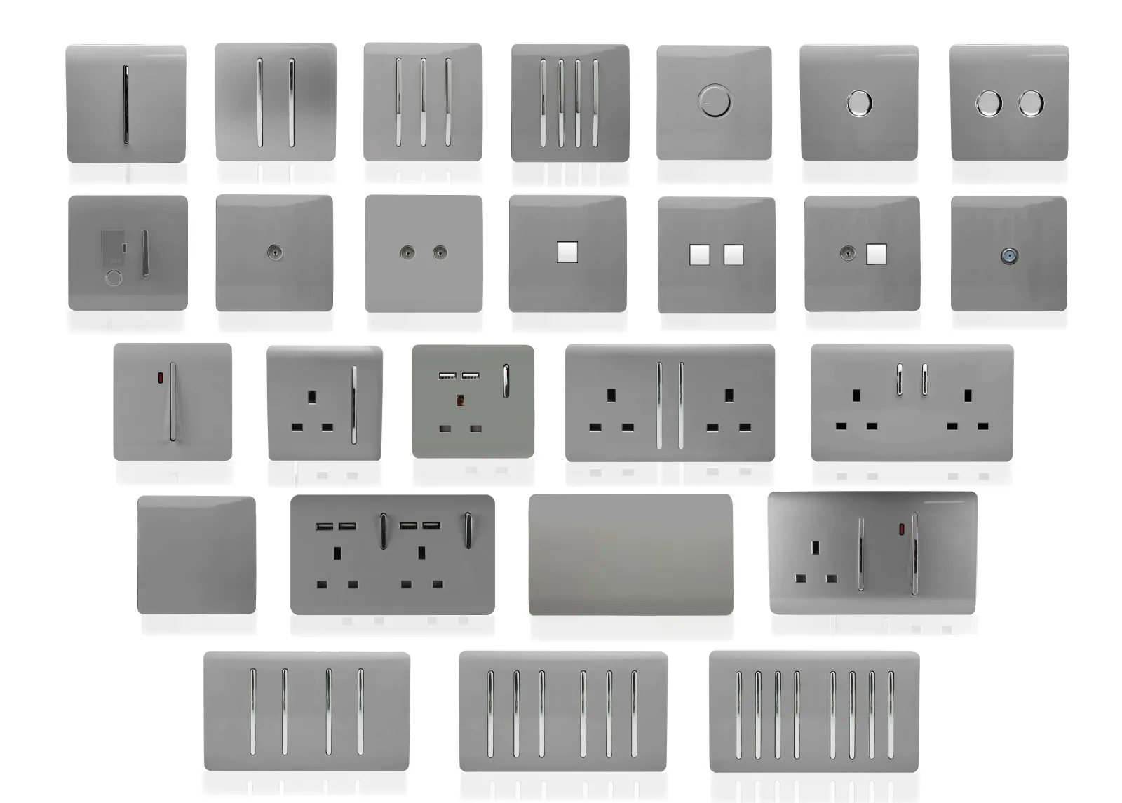 Light Grey Wiring Accessories Trendi Decorative Screwless Light Grey Wiring Accessories Trendi Decorative Screwless